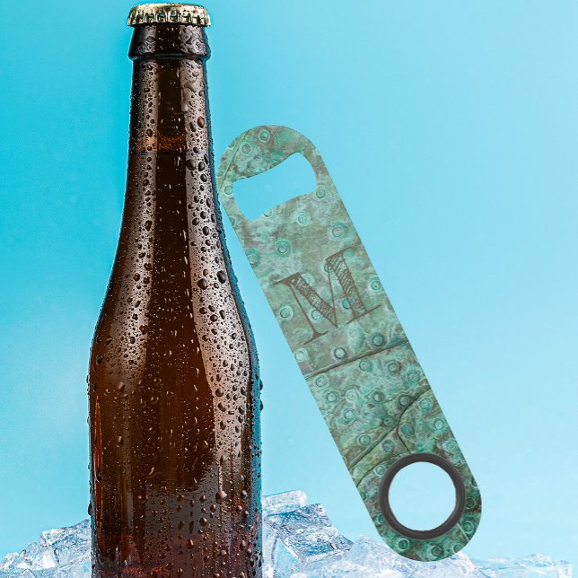 Bubbly Verdigris Bronze Custom Monogram Bar Key (Creator Uploaded)