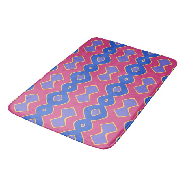 Bubbly Wave Blue Pink Bath Mat (Angled)