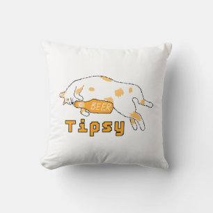 BubblyCuddle Beer Cat Throw Pillow