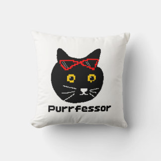 BubblyCuddle Purrfessor Cat Throw Pillow