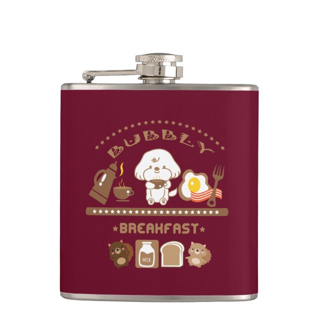 Bubbly's breakfast hip flask (Front)