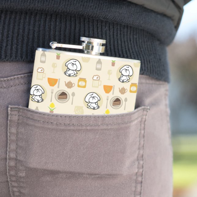 Bubbly's full belly patterns hip flask (In Situ)