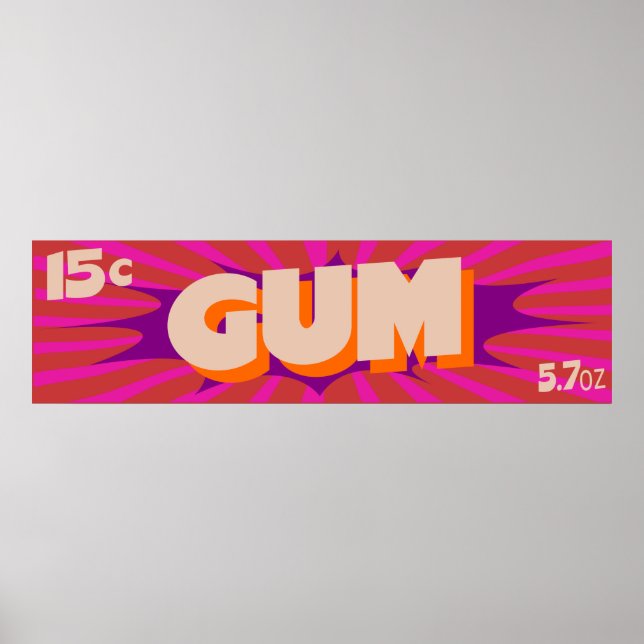 Buble gomme poster vintage rétro fun (Devant)