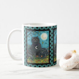BUBO AND PYEWACKET BLACK CAT HALLOWEEN MUG Dots