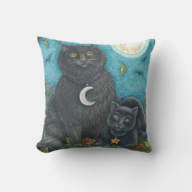 BUBO AND PYEWACKET, BLACK CATS THROW PILLOW (Front)
