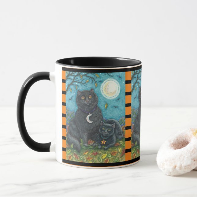 BUBO ET PYEWACKET, CHAT NOIR HALLOWEEN COMBO MUG (Avec donut)