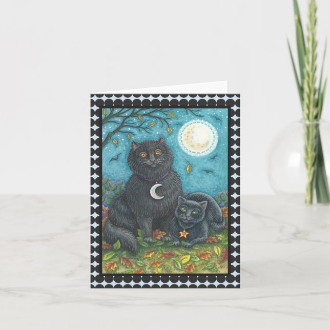 BUBO/PYEWACKET BLACK CAT HALLOWEEN NOTE CARD Blank (Front)