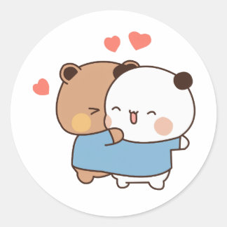 bubu and dudu Milk and Mocha Bears Kawaii couple Classic Round Sticker
