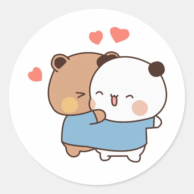 bubu and dudu Milk and Mocha Bears Kawaii couple Classic Round Sticker (Front)