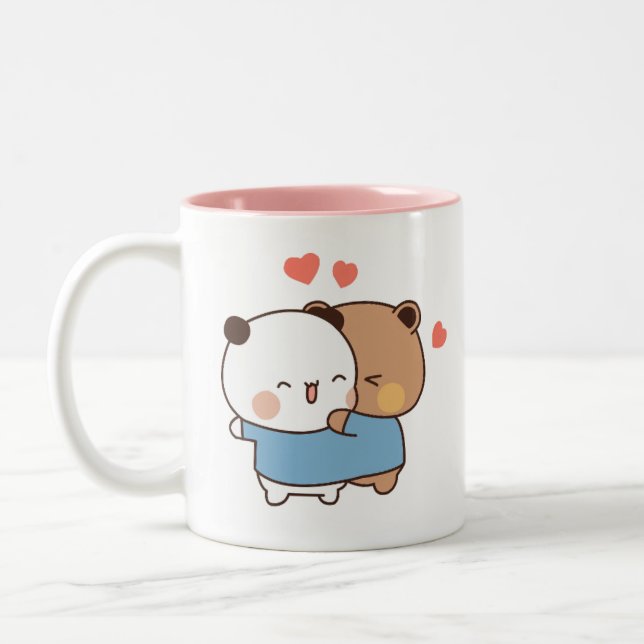 bubu and dudu Milk and Mocha Bears Kawaii couple Two-Tone Coffee Mug (Left)