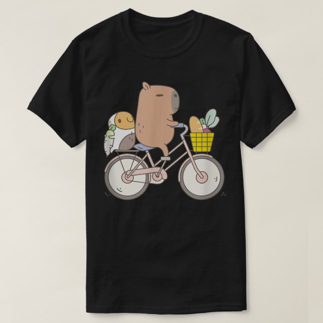 Bubu The Guinea Pig Biking Funny Animal  T-Shirt (Design Front)