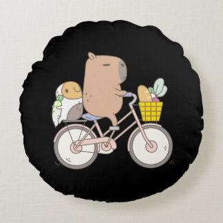 Bubu the Guinea Pig Biking Round Pillow