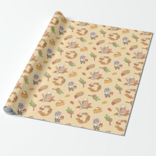 Bubu the Guinea Pig, Fall and Pie Pattern Wrapping Paper