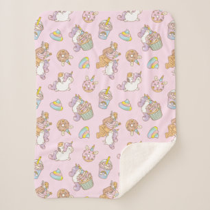 Bubu the Guinea pig, Unicorn Party Pattern Sherpa Blanket