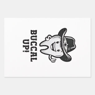 Buccal Up Dental Dentist Cowboy Teeth Funny Wrapping Paper Sheet