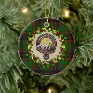 Buchan Clan Badge & Tartan Personalized Xmas Ceramic Ornament