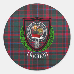 Buchan Scottish Clan Tartan & Crest Classic Round Sticker