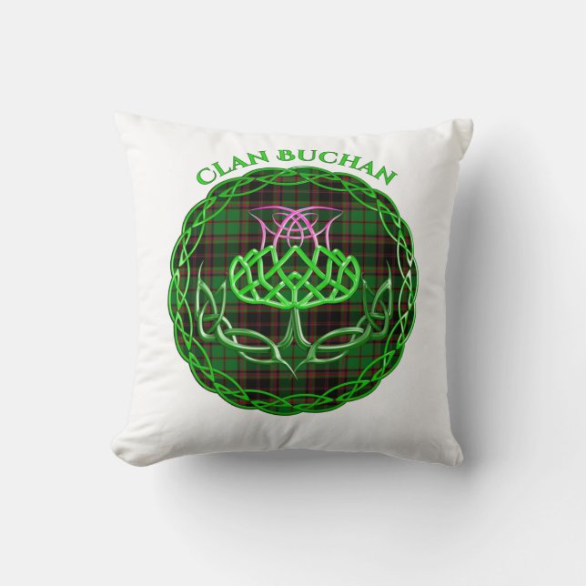 Buchan Scottish Tartan Celtic Thistle Throw Pillow (Front)