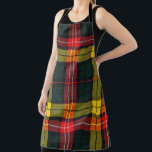 Buchanan Clan Modern Tartan Apron<br><div class="desc">Originally a Wilsons of Bannockburn design. It was included In the 1850 book 'The Clan and Family Tartans of Scotland' by W and A Smith of Mauchline but with a Mid-Blue for the original Light blue. Awesome geometric tartan pattern of lines and squares of different colours.</div>
