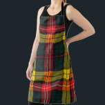 Buchanan Clan Modern Tartan Apron<br><div class="desc">Originally a Wilsons of Bannockburn design. It was included In the 1850 book 'The Clan and Family Tartans of Scotland' by W and A Smith of Mauchline but with a Mid-Blue for the original Light blue. Awesome geometric tartan pattern of lines and squares of different colours.</div>