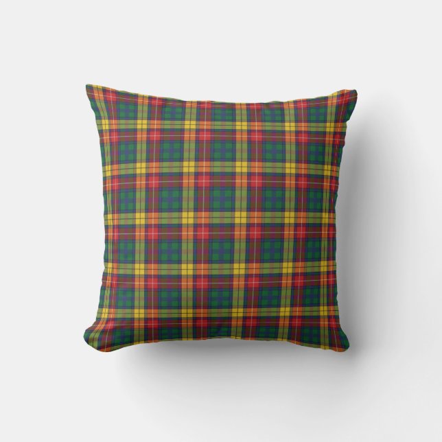 Buchanan Clan Plaid Tartan Pattern  Throw Pillow (Front)