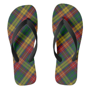 Buchanan Clan Tartan Plaid Pattern Flip Flops