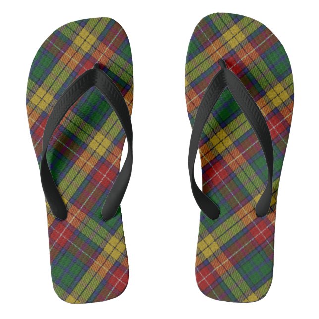Buchanan Clan Tartan Plaid Pattern Flip Flops (Footbed)