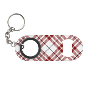 Buchanan clan tartan red white plaid keychain bottle opener