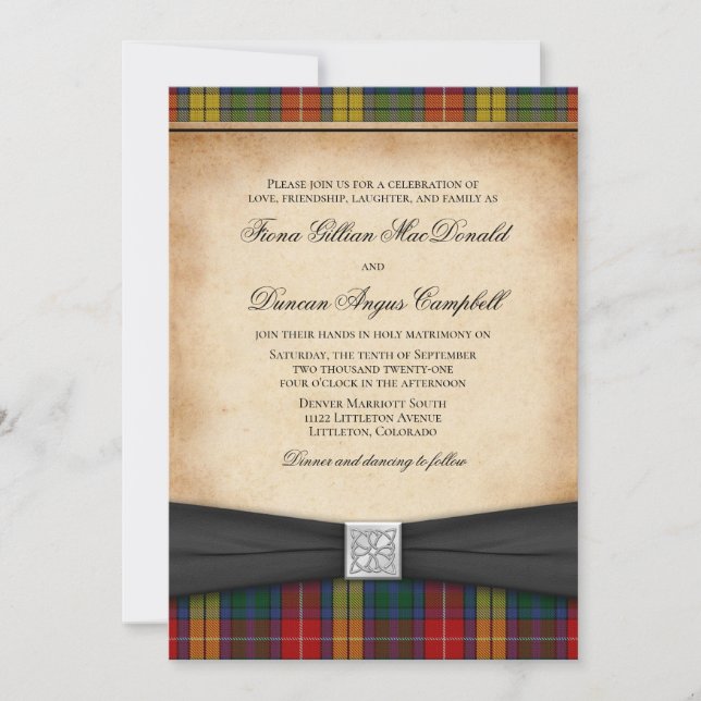 Buchanan Clan Tartan Wedding Invitation Ver 2 (Front)