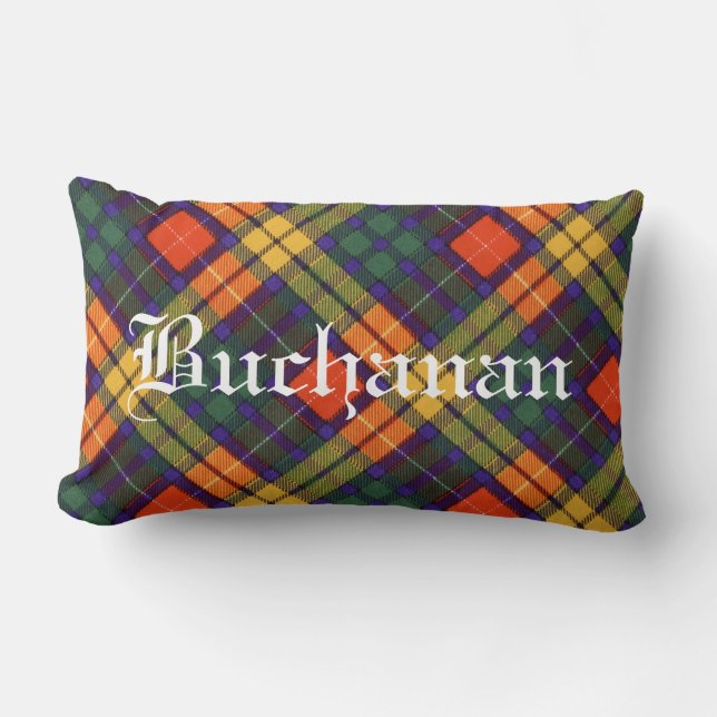 Buchanan Family clan Plaid Scottish kilt tartan Lumbar Pillow (Front)