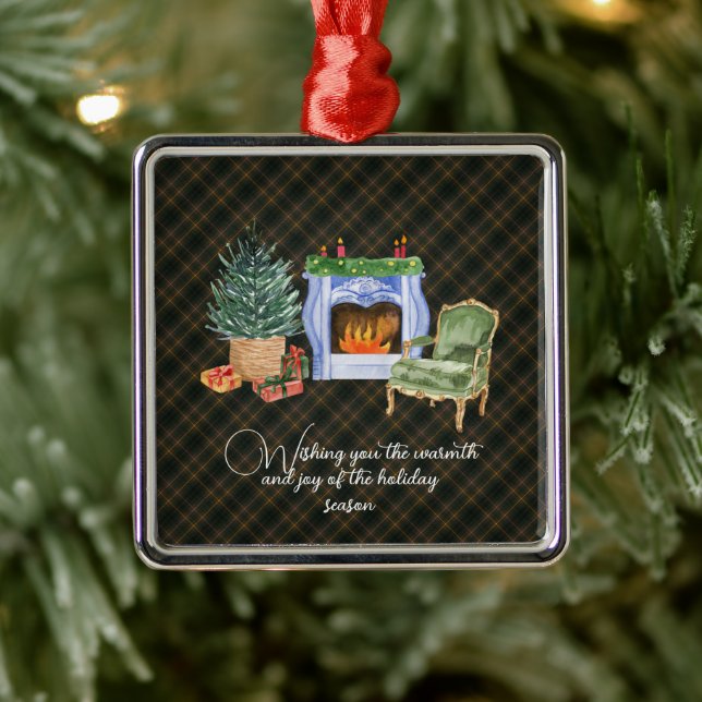 Buchanan Hunting Modern Original Scottish Tartan  Metal Ornament (Tree)