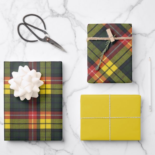 Buchanan  Scottish Clan Tartan Wrapping Paper Sheet (Front)