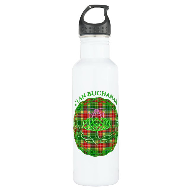 Buchanan Scottish Tartan Celtic Thistle 710 Ml Water Bottle (Front)