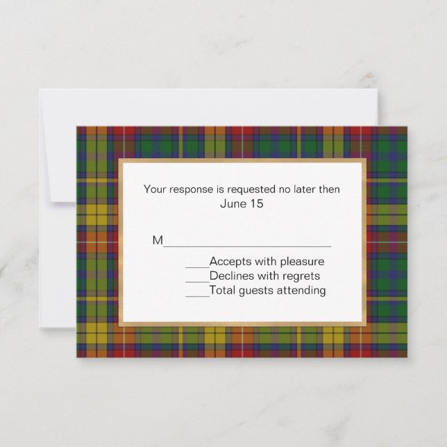 Buchanan Tartan Plaid Wedding Carte RSVP (Devant)