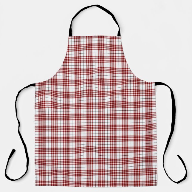 Buchanan tartan red white plaid apron (Front)
