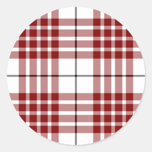 Buchanan tartan red white plaid classic round sticker