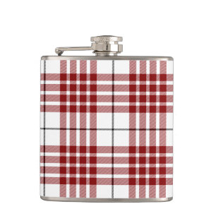 Buchanan tartan red white plaid hip flask