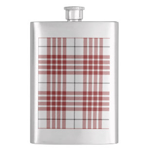 Buchanan tartan red white plaid hip flask