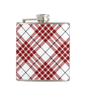 Buchanan tartan red white plaid hip flask