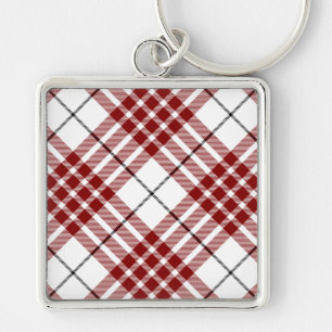 Buchanan tartan red white plaid keychain