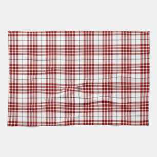 Buchanan tartan red white plaid kitchen towel