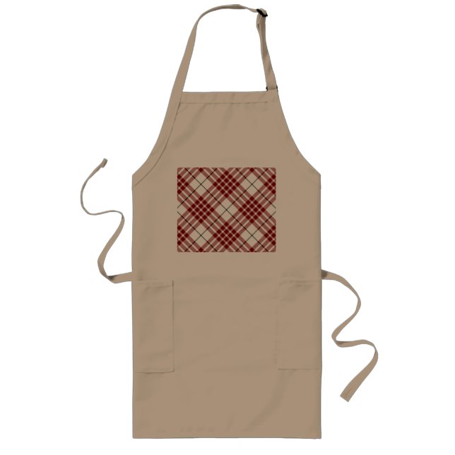 Buchanan tartan red white plaid long apron (Front)