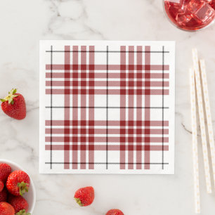 Buchanan tartan red white plaid napkin