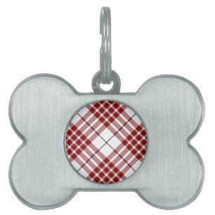 Buchanan tartan red white plaid pet ID tag