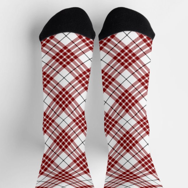 Buchanan tartan red white plaid socks (Top)