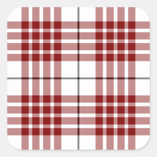 Buchanan tartan red white plaid square sticker