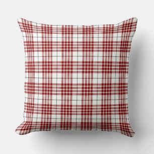 Buchanan tartan red white plaid throw pillow