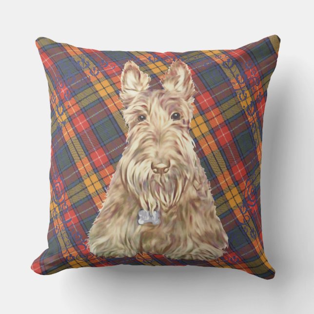 Buchanan Tartan Scottie Throw Pillow (Front)