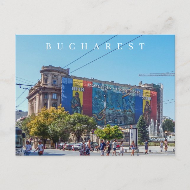 Bucharest Flag Square view postcard (Front)