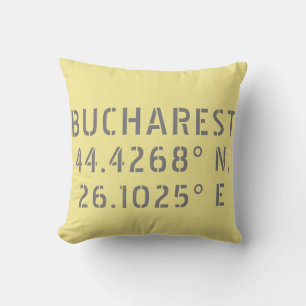 Bucharest Latitude Longitude Throw Pillow